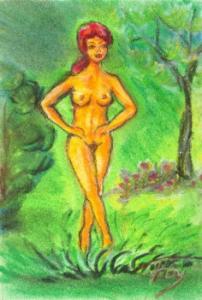 Nude in the Garden - Akt kertben